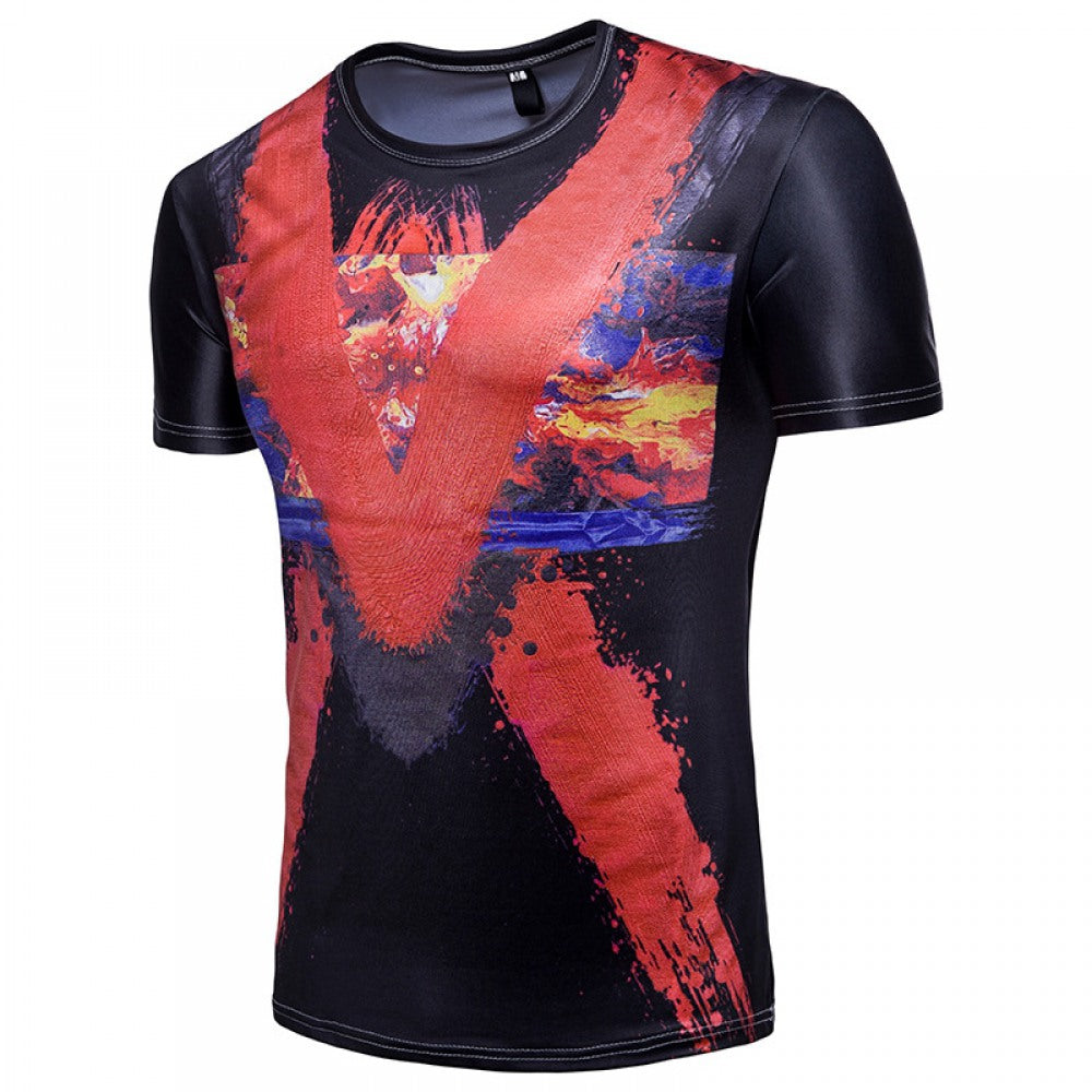 Men's Short-Sleeved Splash Ink Printing T-Shirt