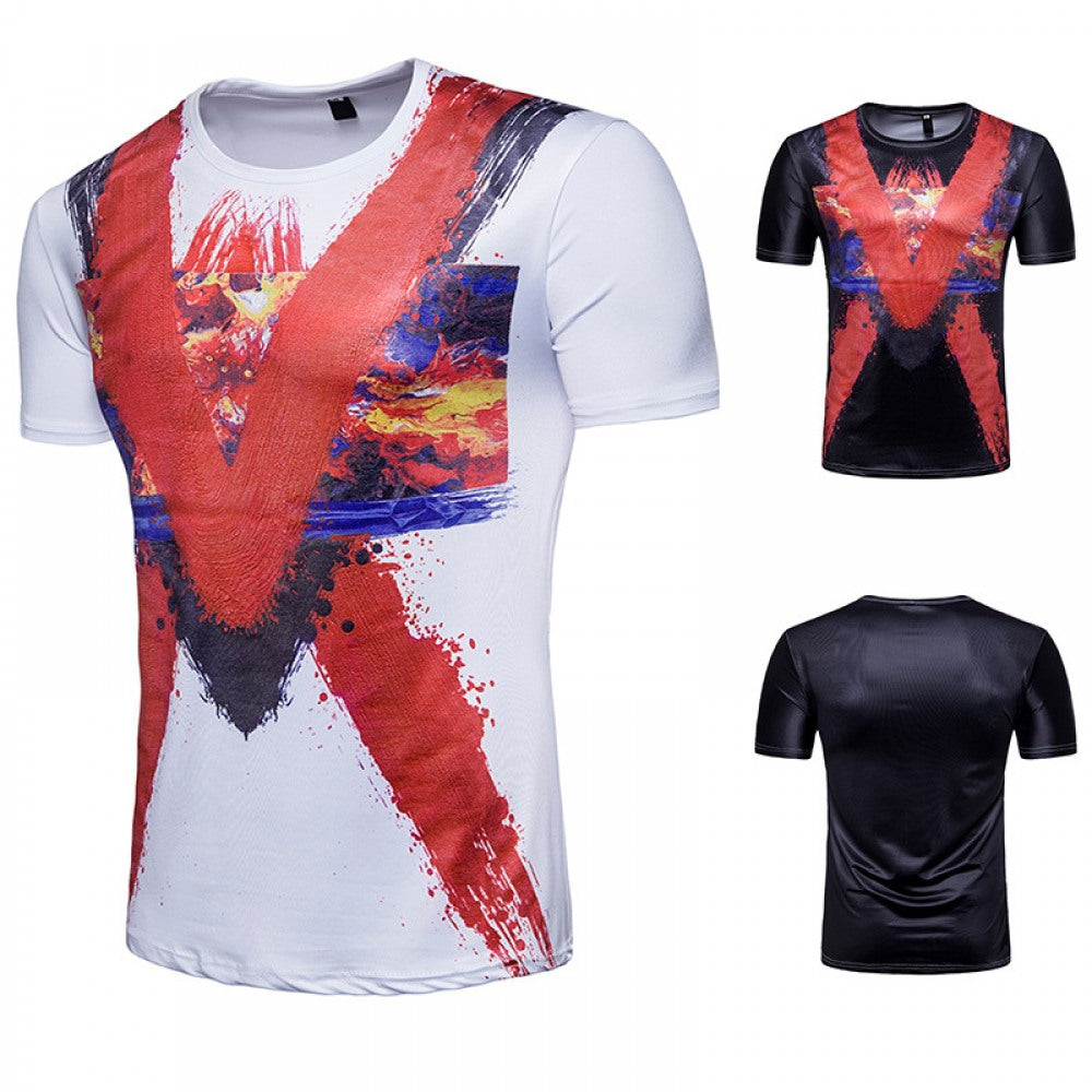 Men's Short-Sleeved Splash Ink Printing T-Shirt
