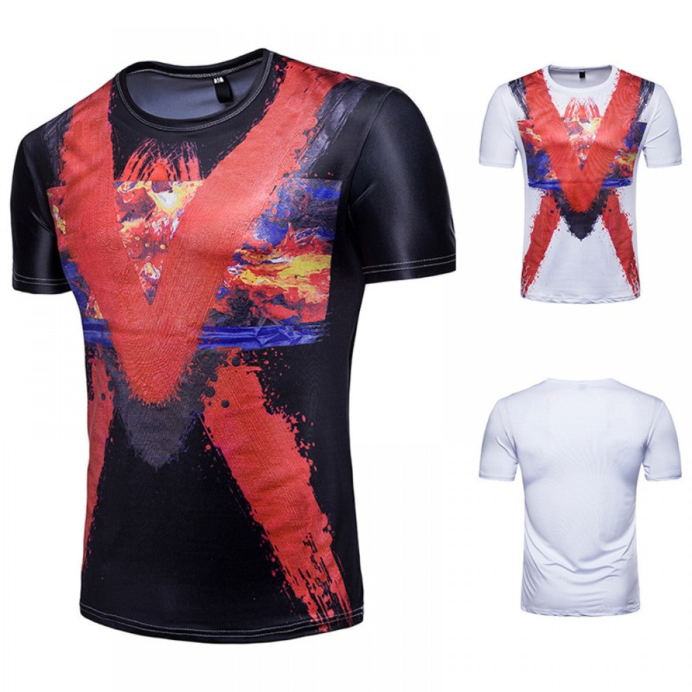 Men's Short-Sleeved Splash Ink Printing T-Shirt