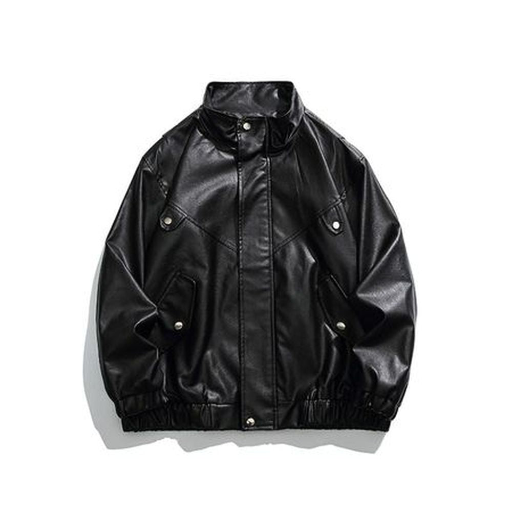 Men's Waterproof Leather Stand Collar Jacket