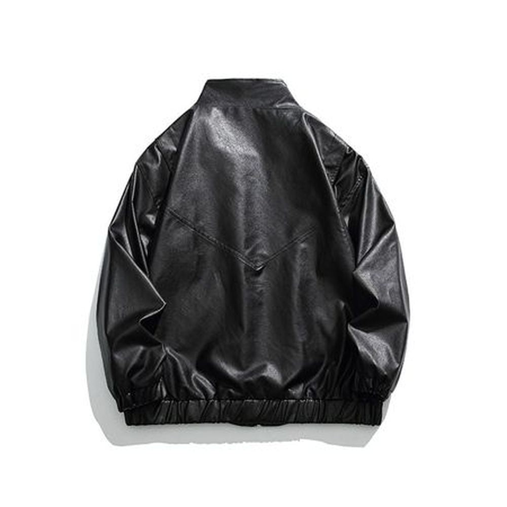 Men's Waterproof Leather Stand Collar Jacket