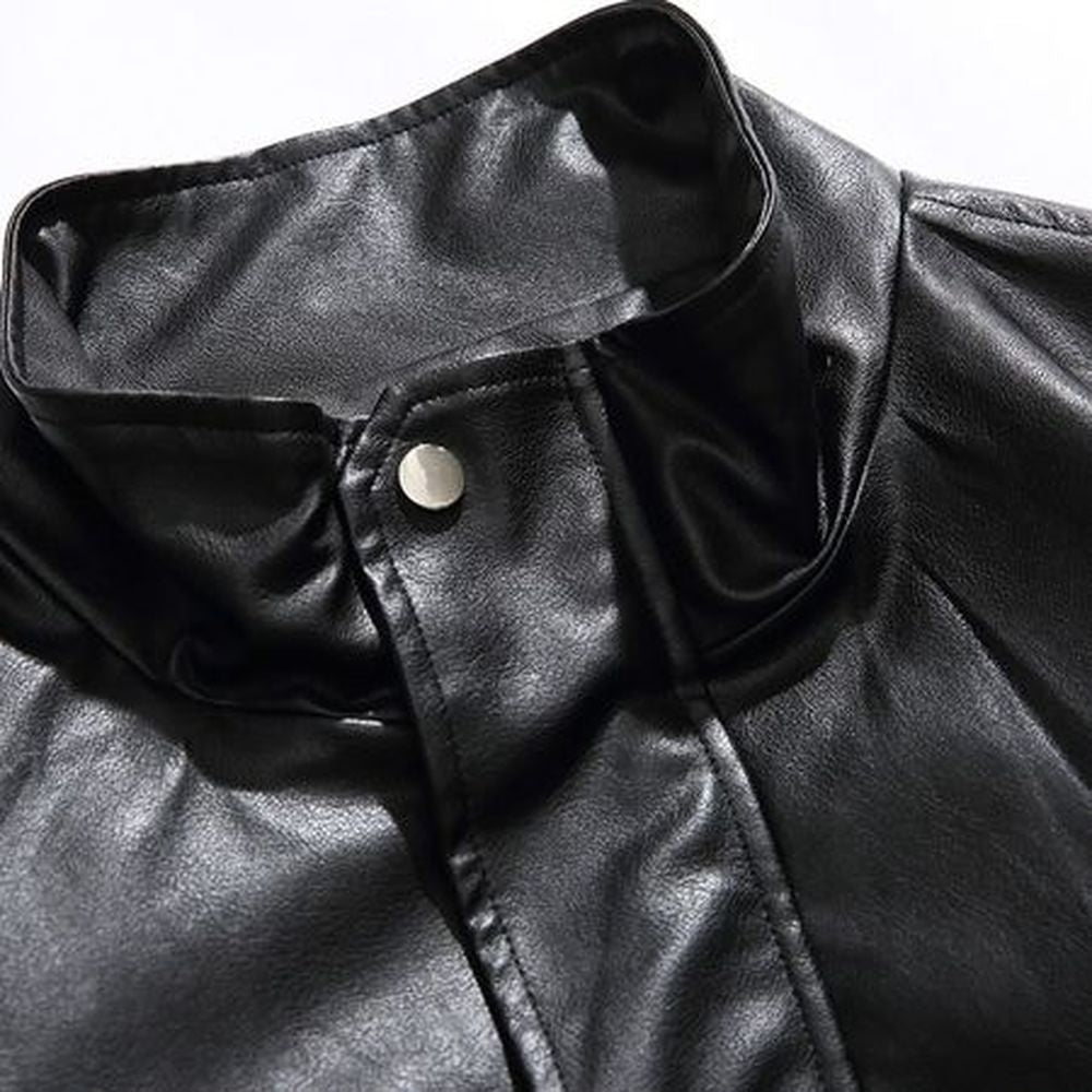 Men's Waterproof Leather Stand Collar Jacket