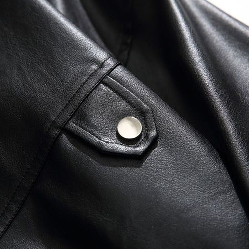 Men's Waterproof Leather Stand Collar Jacket