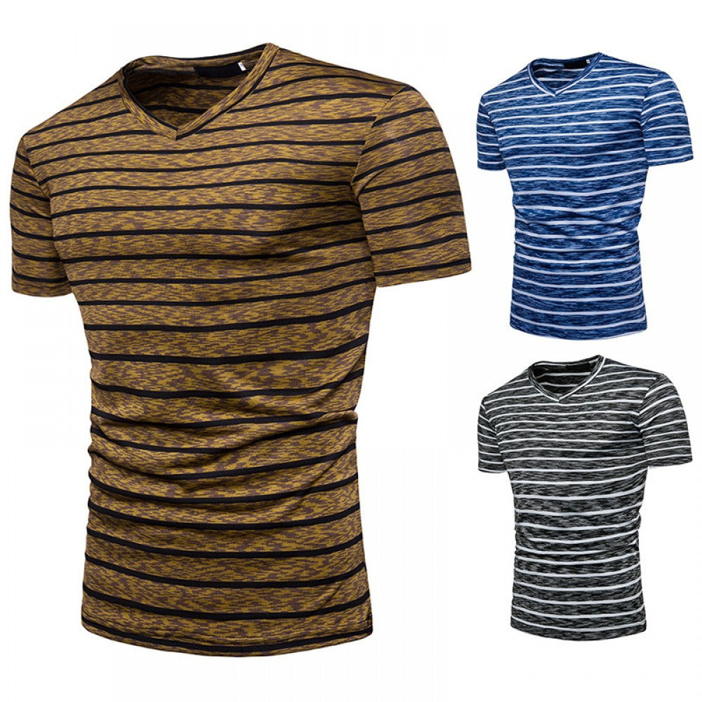 New Men's Striped Plus Size Short-Sleeved T-Shirt