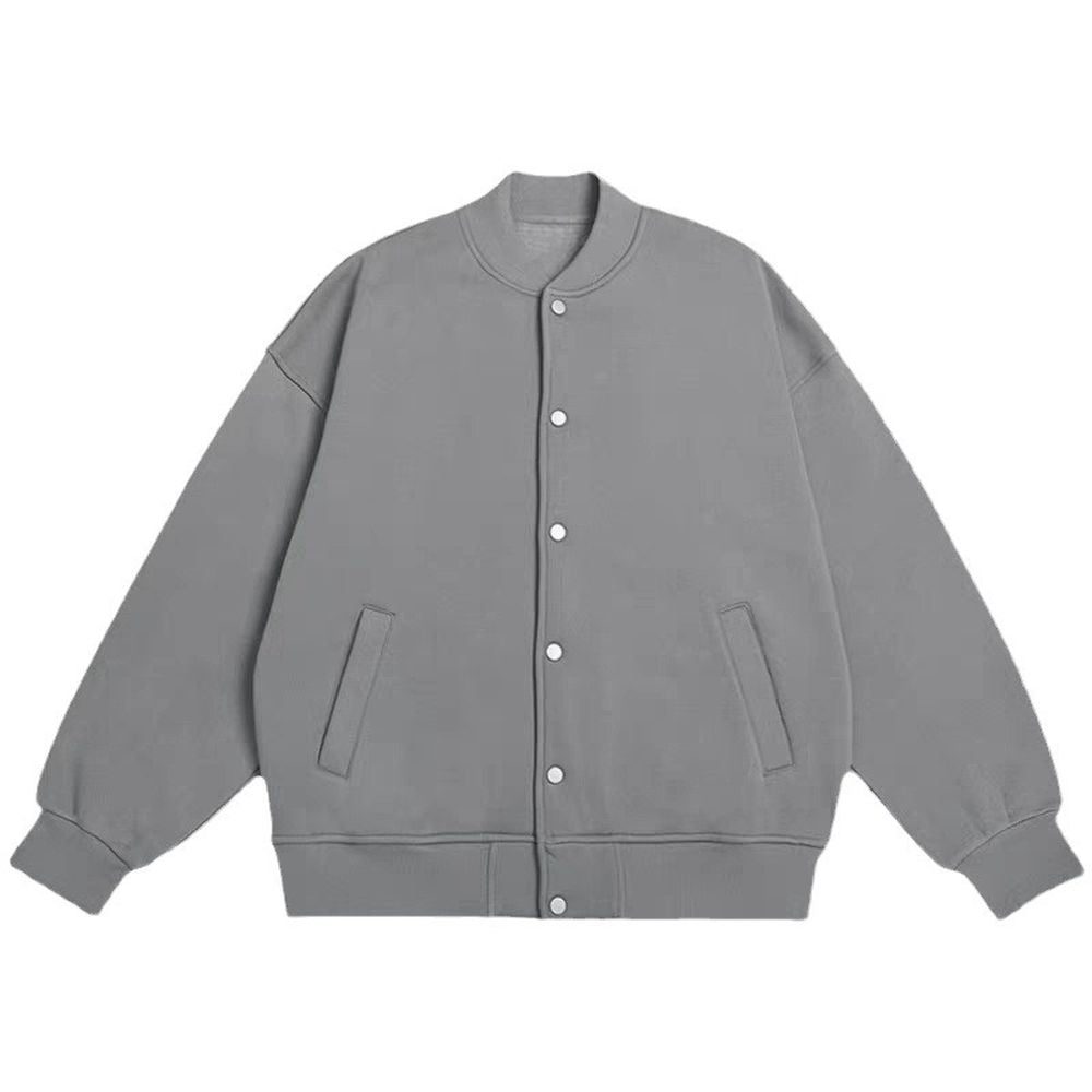 Men's Solid Color Baseball Jacket Loose Casual Jacket
