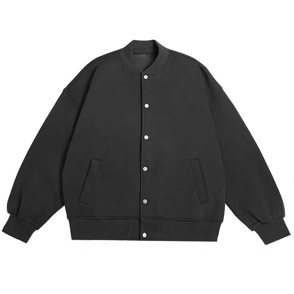 Men's Solid Color Baseball Jacket Loose Casual Jacket